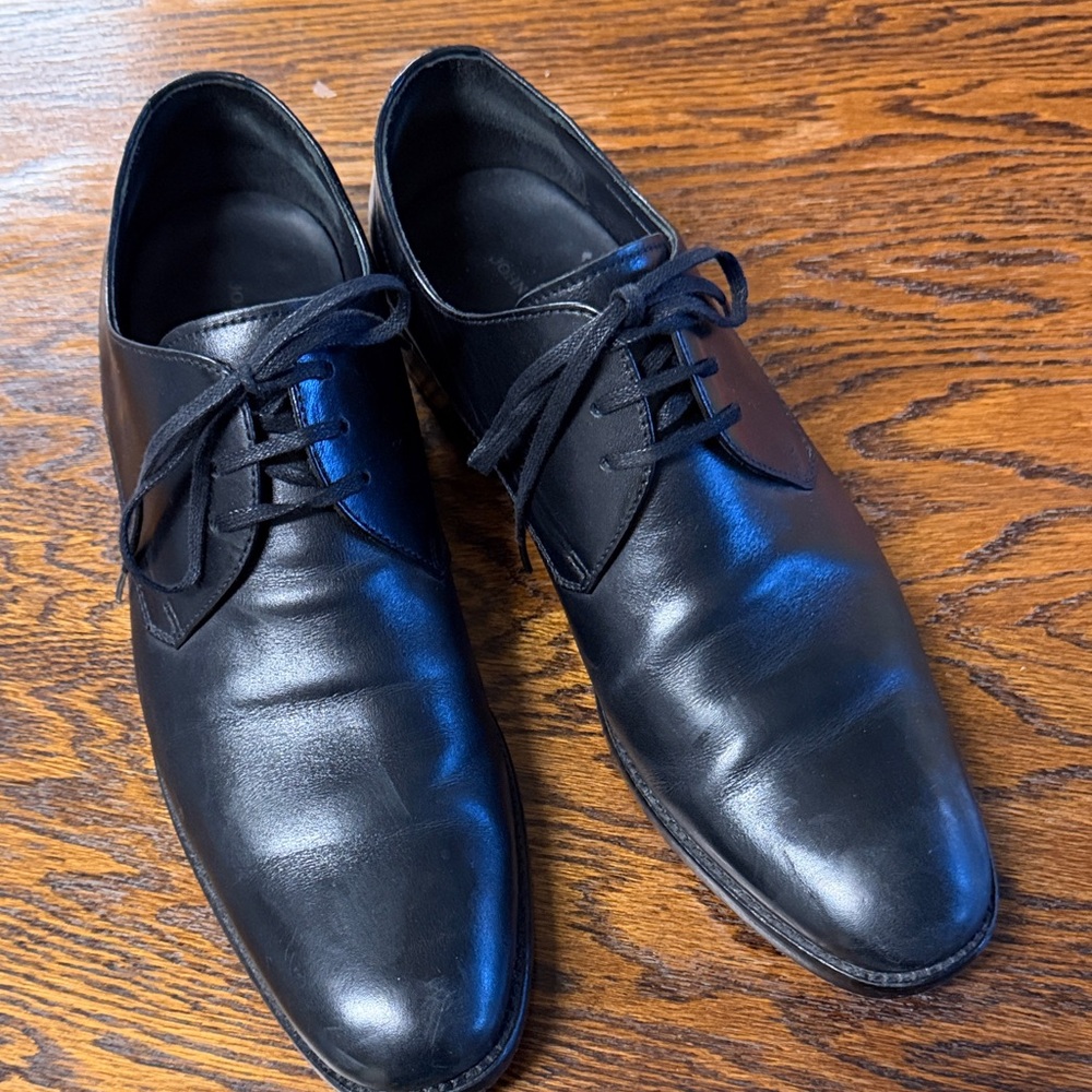 John Varvatos Black Leather Oxfords